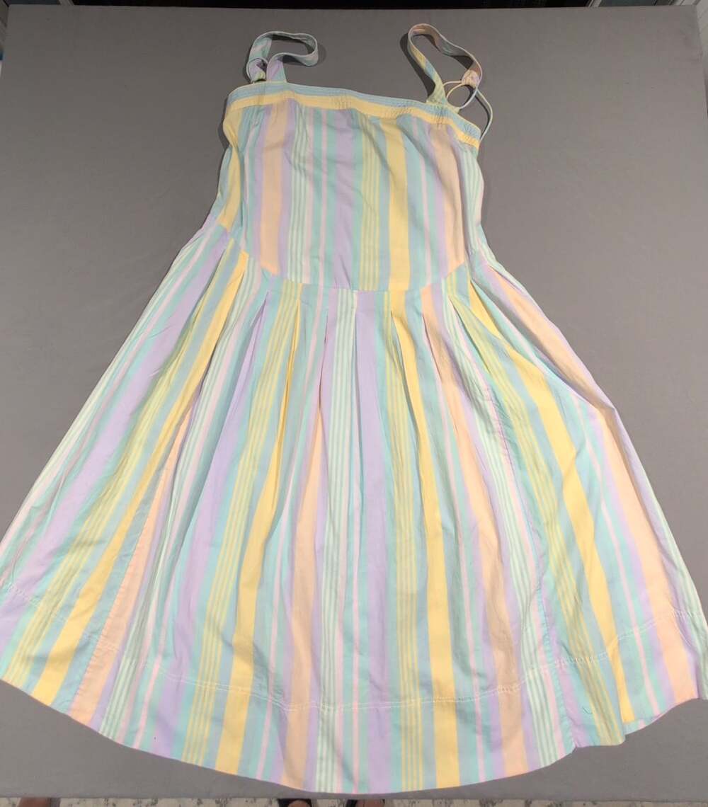 Free People Primavera Stripe Cotton Midi Dress Pastel Combo Size M New With Tags